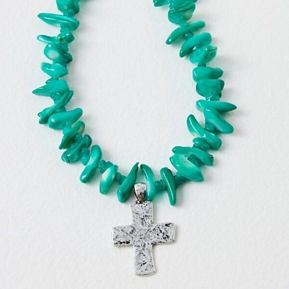 FREE PEOPLE Supernova Choker In Jade & Silver NWT - Picture 1 of 5